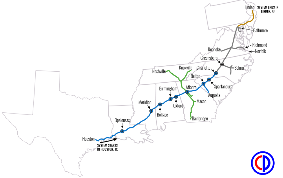 Colonial Pipeline Attack map